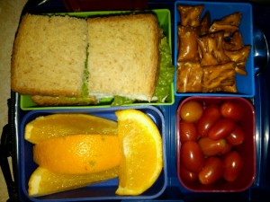 Turkey Sandwich with Lettuce, Orange Slices and More