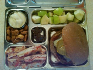 Cheeseburger, Diced Organic Apple and More