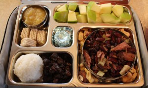 Rice Ball, Craisins, and Bean and Ham Salad