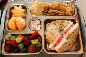 Daisy Cookie, Fruit Salad and Bagelwich