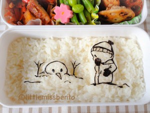 Calvin and Hobbes Snowman Bento